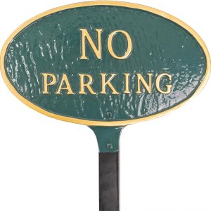 Placa ovalada de metal fundido con inscripción en inglés “No Parking” – Placa de exhibición de pared o césped – Letrero de estacionamiento de Placa ovalada de metal fundido con inscripción en inglés “No Parking” – Placa de exhibición de pared o césped – Letrero de estacionamiento de