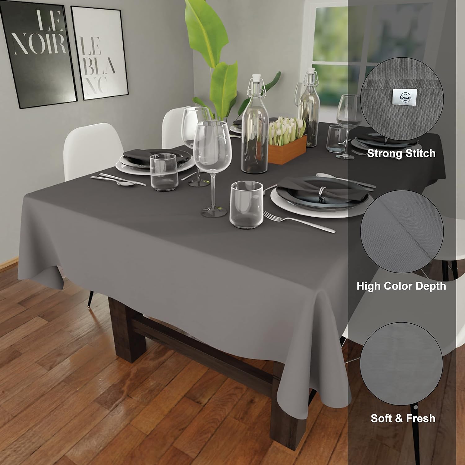 Encasa Homes – Mantel de lona de algodón de color liso, para cenas familiares, festivales, fiestas en interiores y exteriores y uso diario, 100%