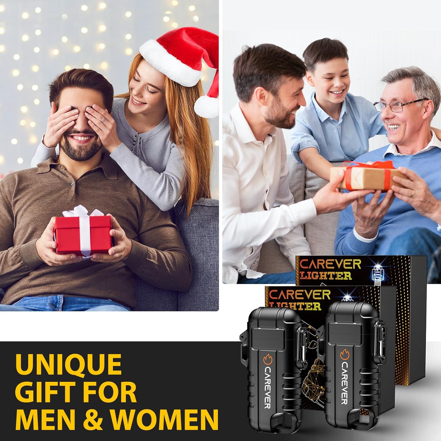 Encendedores eléctricos USB, regalos para hombres, paquete de 2  360 rellenos de calcetines flexibles e impermeables, regalos para Navidad, elefante