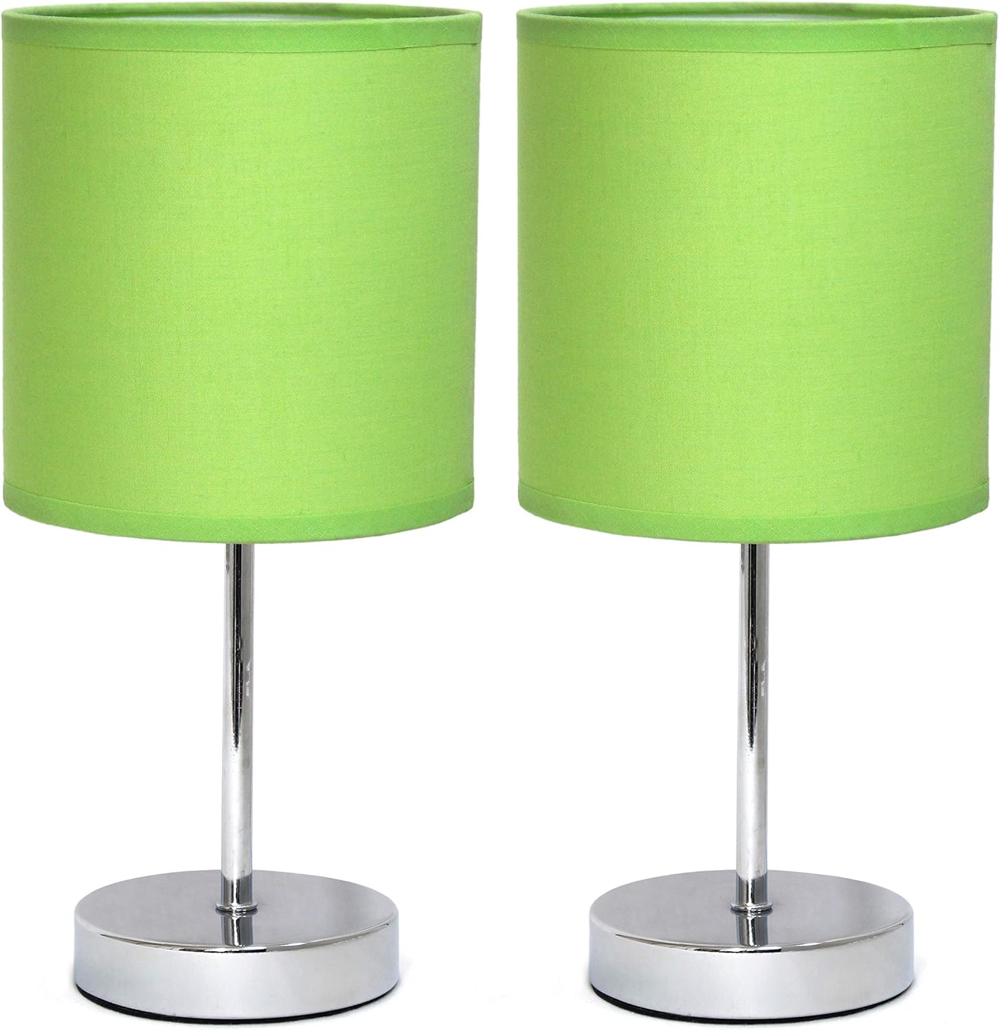 Simple Designs LT2007-GRN – Mini lámpara de mesa básica cromada con pantalla de tela, verde
