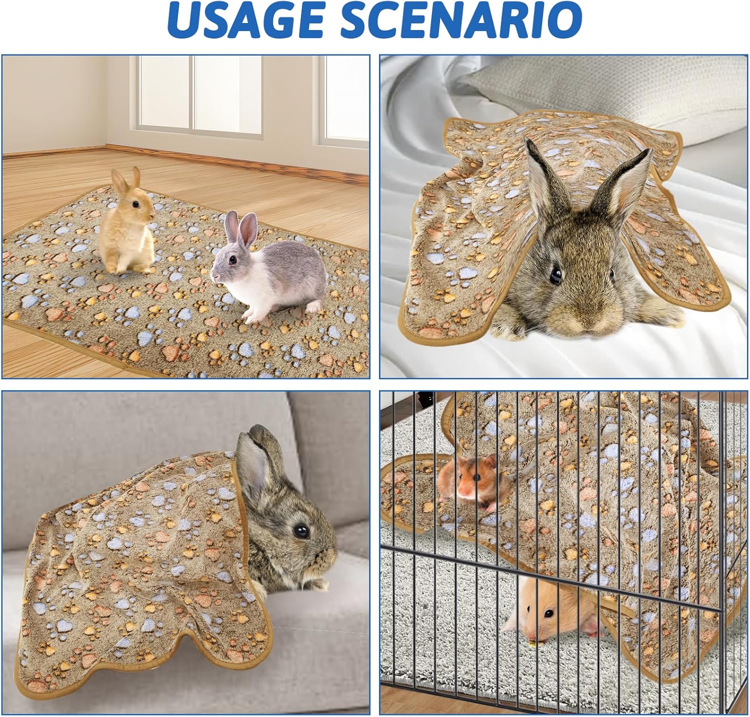 PINVNBY 3 mantas de gato, manta suave y esponjosa para perros con patas de cachorro, forro polar coral, jaulas de conejo, mantas lindas para