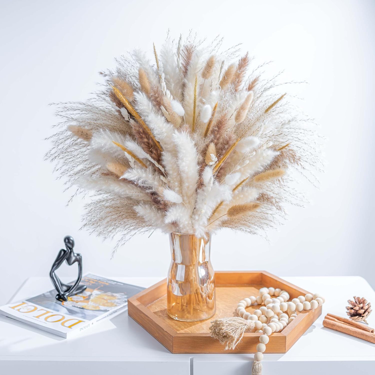 Ramo de flores secas naturales de las pampas, ramo bohemio para decoración del hogar, ramo de flores secas para bodas, arreglos florales, decoración