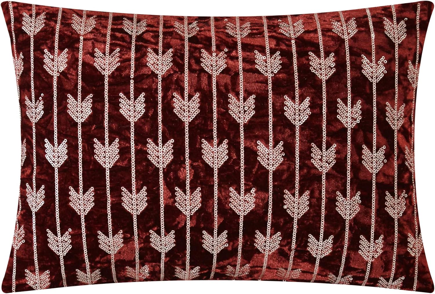 Chic Home Alianna – Juego de edredón de 5 piezas de terciopelo triturado arrugado, fundas de almohada decorativas incluidas, King, color burdeos