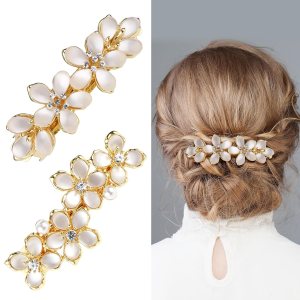 cobee Pinzas para el cabello con flores de ópalo, pasadores de pelo vintage con diamantes de imitación, pasadores elegantes de cristal con clip de cobee Pinzas para el cabello con flores de ópalo, pasadores de pelo vintage con diamantes de imitación, pasadores elegantes de cristal con clip de