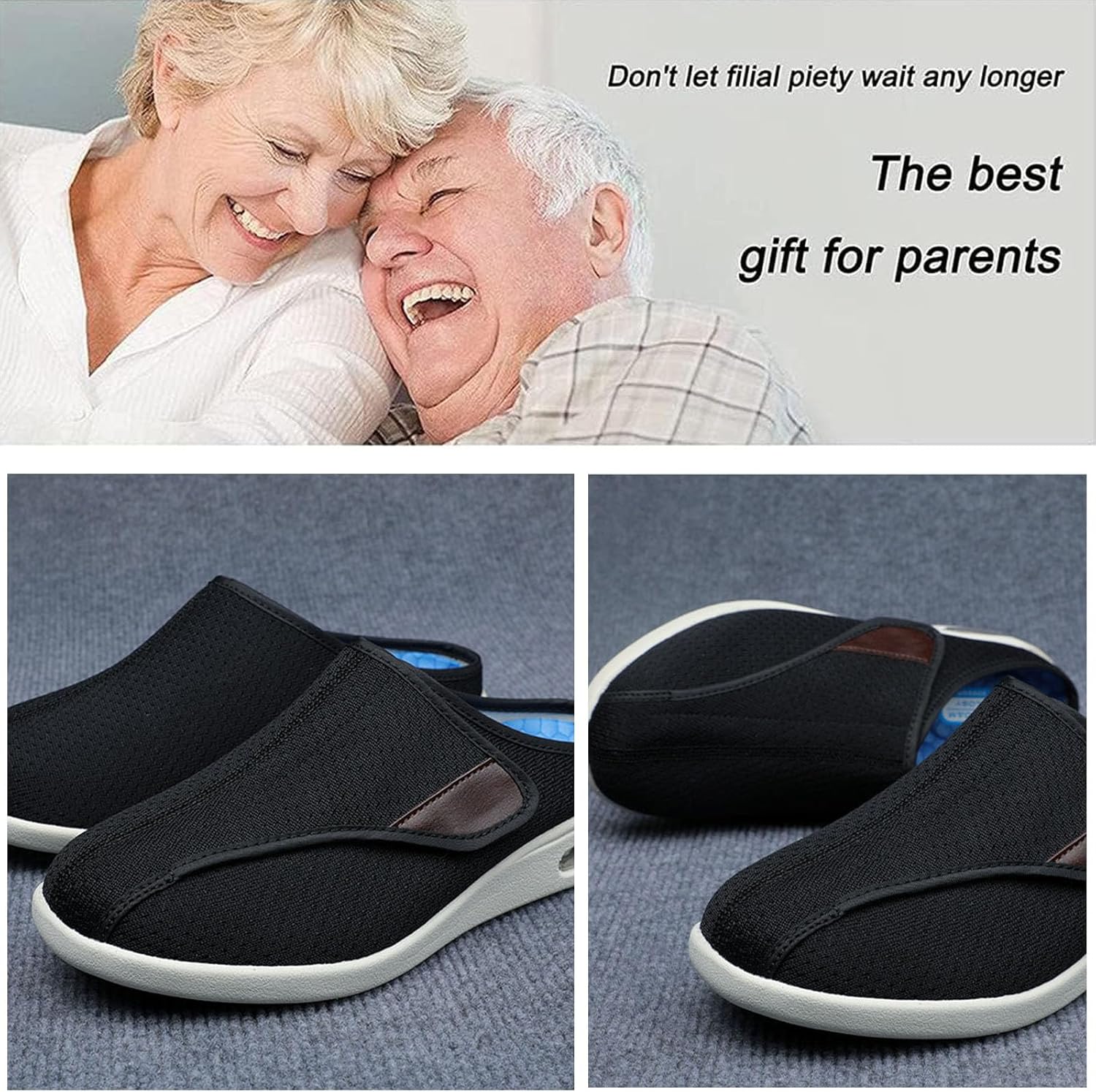 Tenis extra anchos con edema para caminar, con correa ajustable, ideales para diabetes, edema, fascitis plantar y pies hinchados