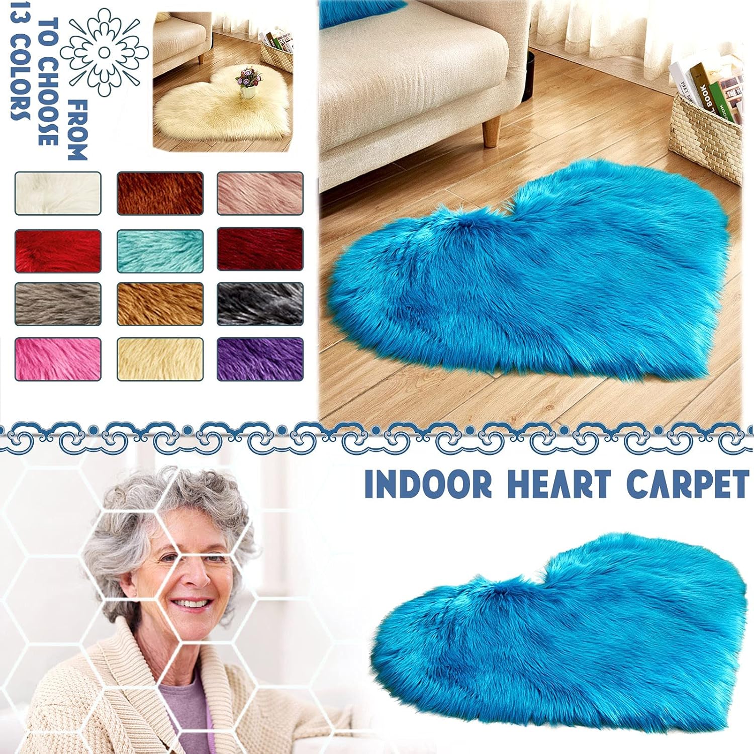 Alfombras para dormitorio de 20 x 16 pulgadas, alfombra de baño gruesa y lavable, antideslizante, pequeña alfombra bohemia para dormitorio, alfombra