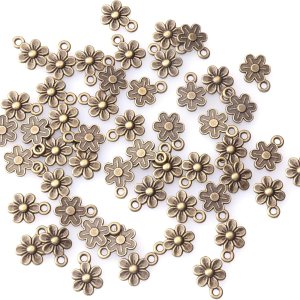 Ruwado 50 dijes de flores pequeñas de metal, vintage, lindos colgantes de flores pequeñas vintage para hacer joyas, kit de pulseras, collares, Ruwado 50 dijes de flores pequeñas de metal, vintage, lindos colgantes de flores pequeñas vintage para hacer joyas, kit de pulseras, collares,