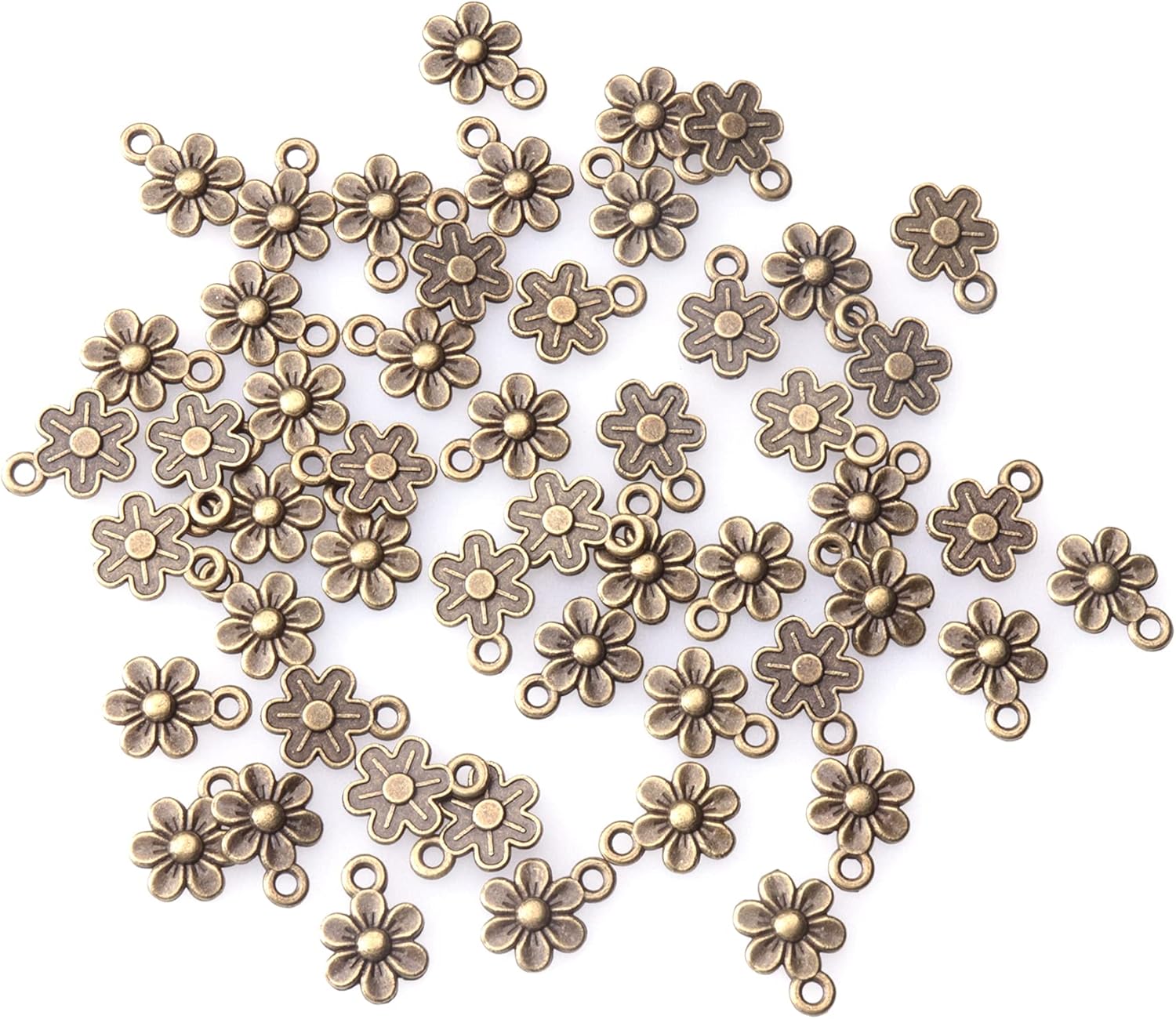 Ruwado 50 dijes de flores pequeñas de metal, vintage, lindos colgantes de flores pequeñas vintage para hacer joyas, kit de pulseras, collares,