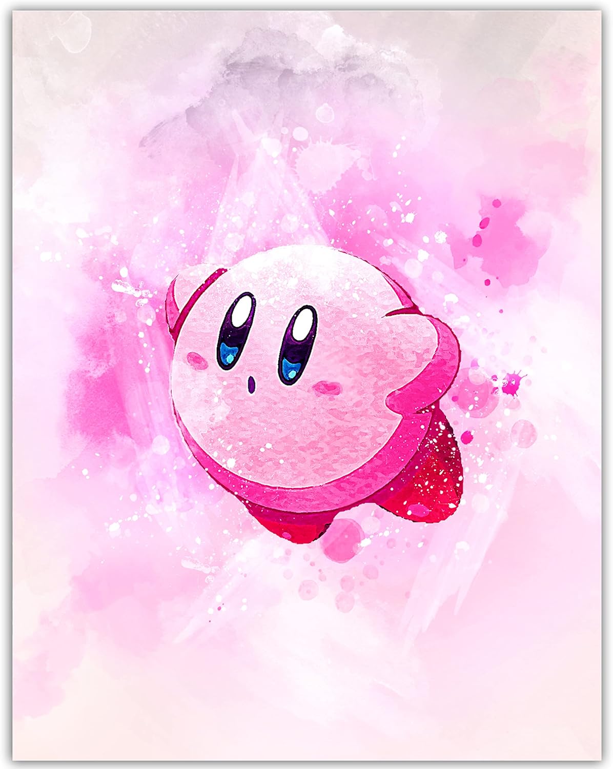 Kirby – Póster de pared con diseño de acuarela Kirby, póster de Super Smash Bros Kirbys Dreamland, mercancía de Kirby para paredes o dormitorio,