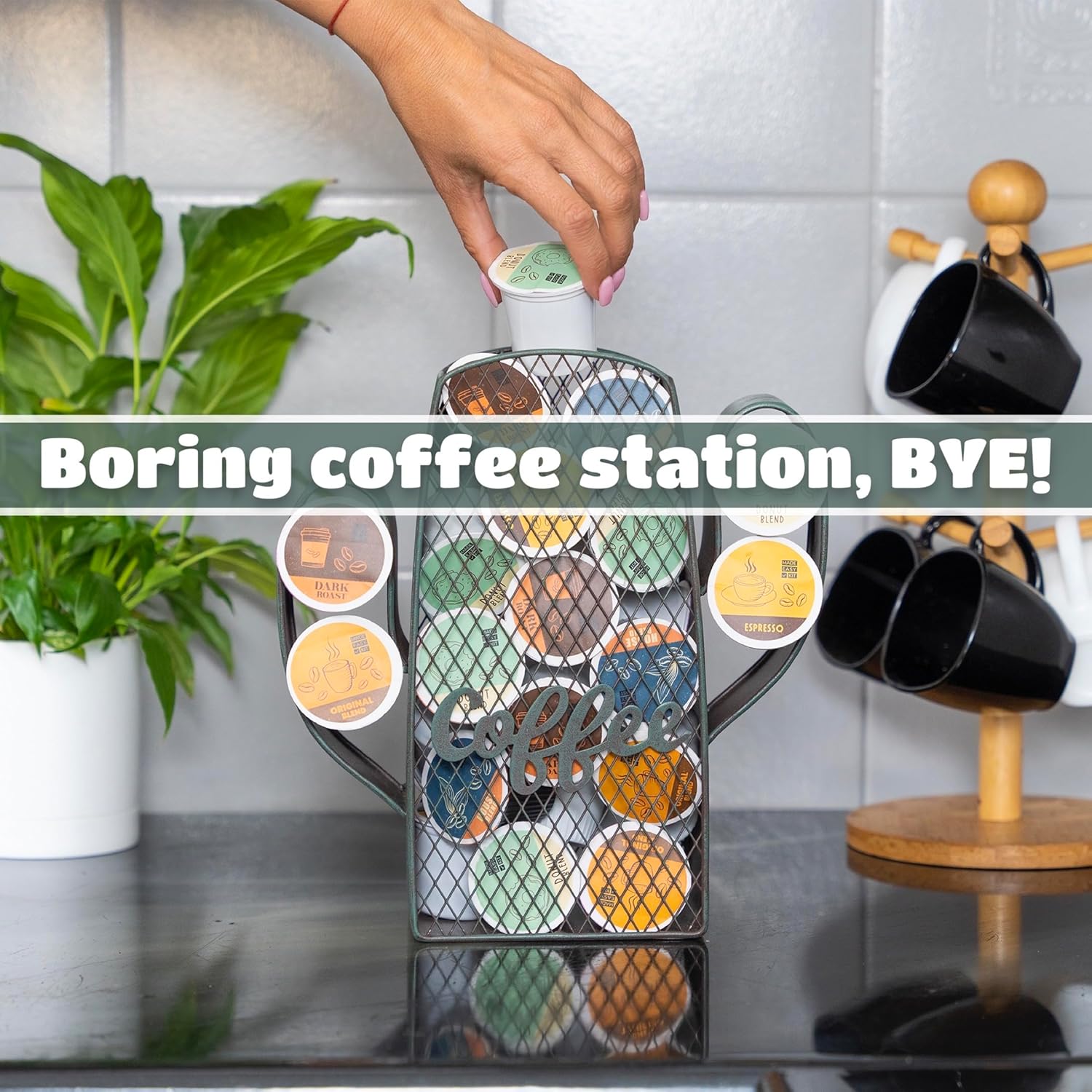 Made Easy Kit Organizador de cápsulas de café, decoración funcional de la barra de café para el hogar, accesorios de almacenamiento de encimera de
