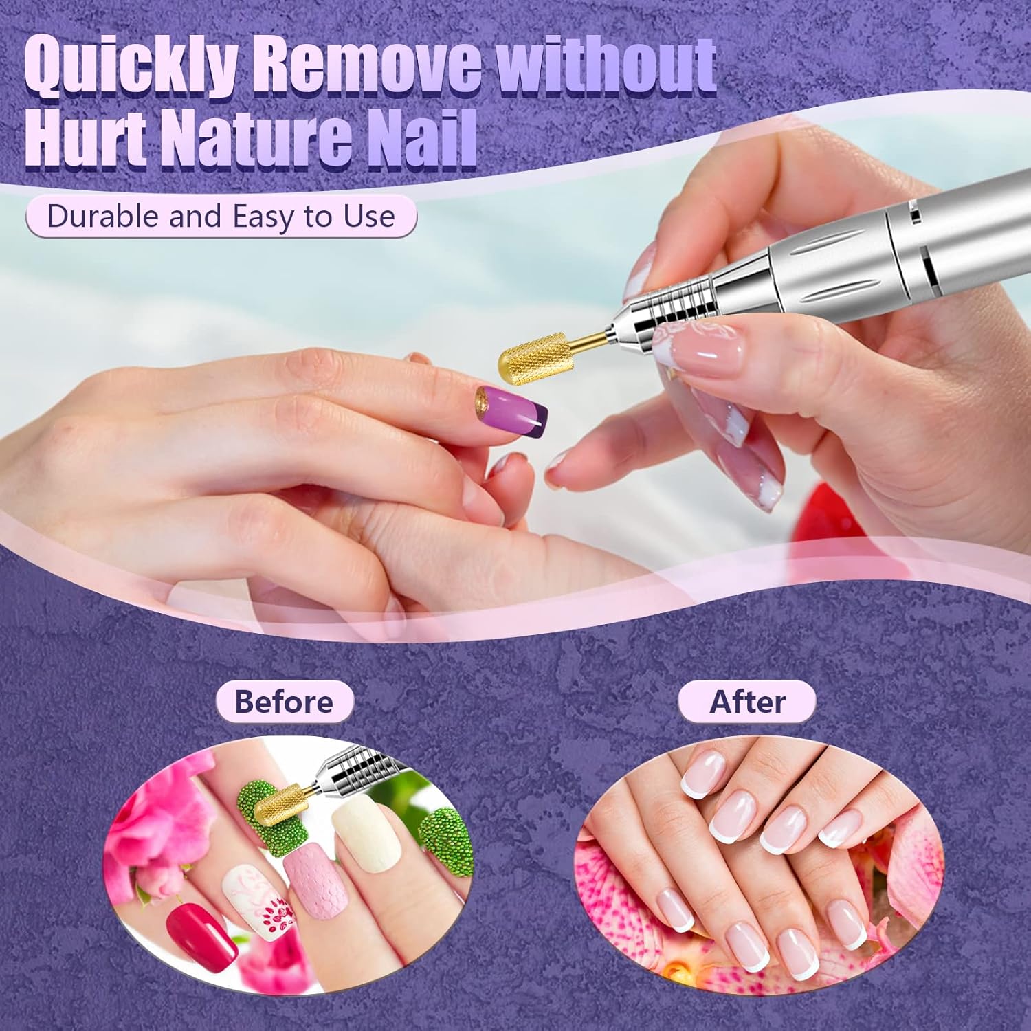 Depvko Juego de 13 brocas de carburo de tungsteno para uñas, brocas de cutícula para uñas acrílicas, para manicura, pedicura, salón de belleza en