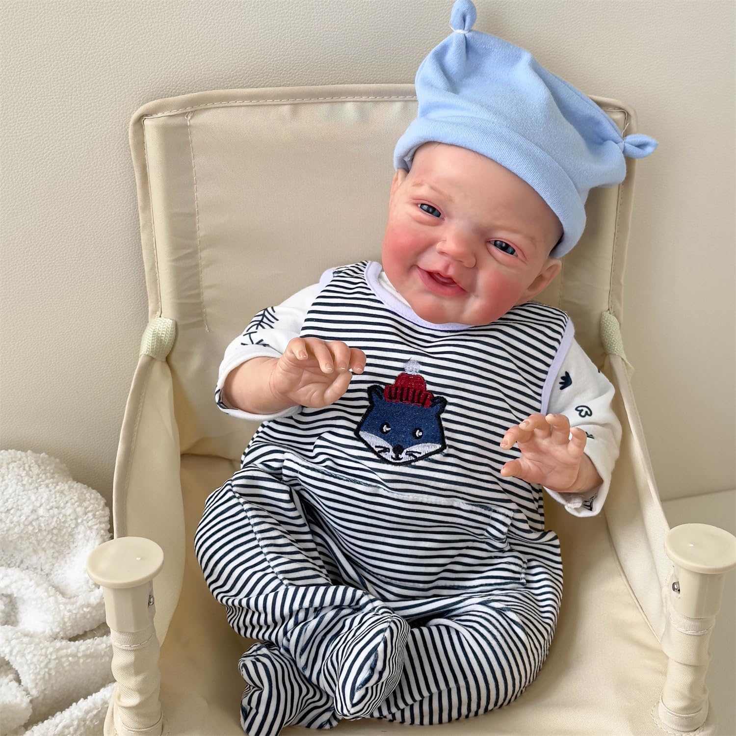iCradle Muñecas de bebé Reborn de 20 pulgadas realistas recién nacidos, muñecas de bebé sonrientes con cuerpo suave realista, extremidades de