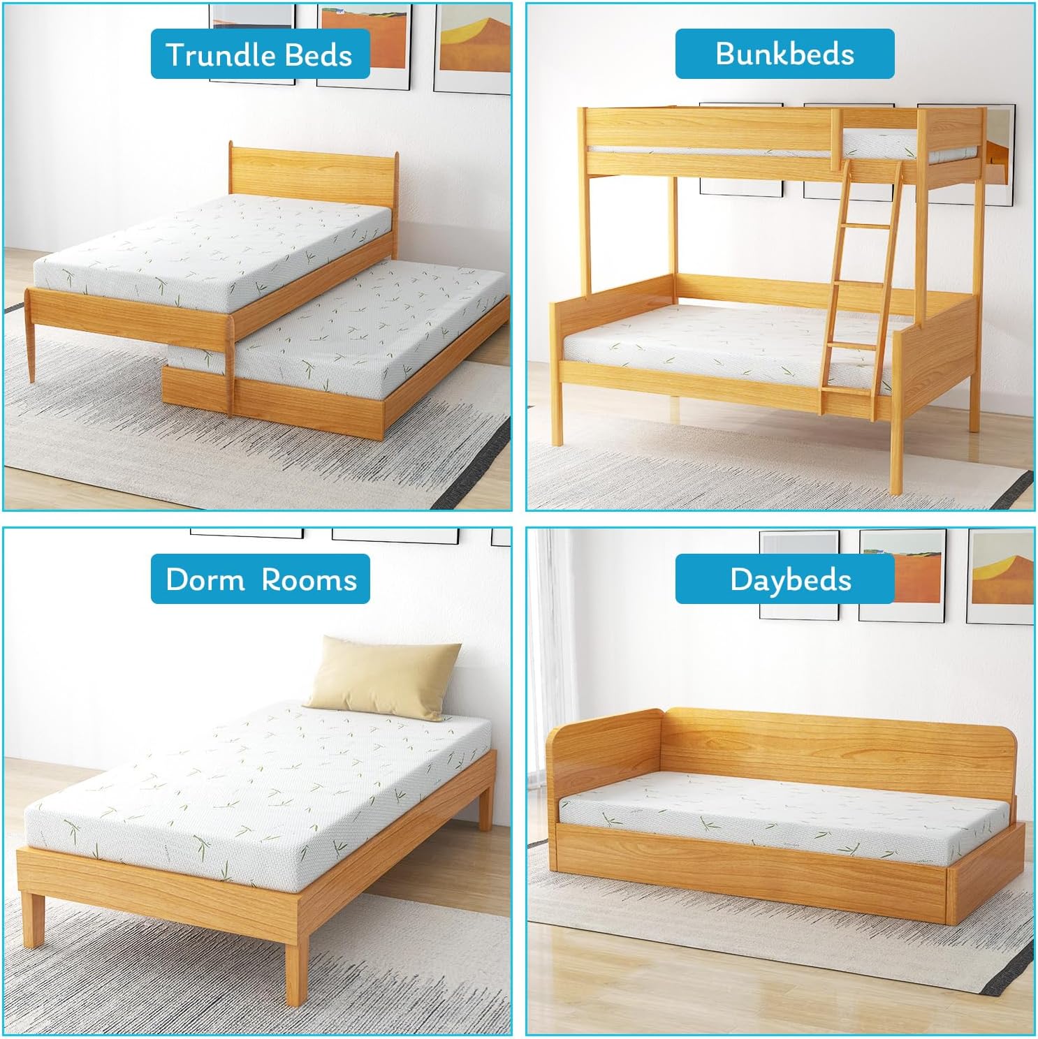 Colchón individual, prueba de sueño de 100 noches, garantía limitada de 10 años, colchones de cama de 681012 pulgadas, sin fibra de vidrio, para