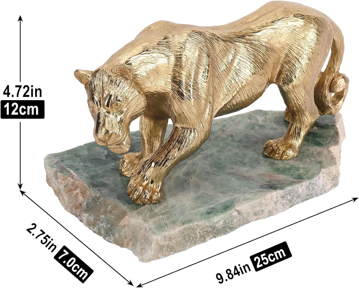 suruim Brass Tiger Statue Tiger Desktop Sculpture, Animal Sculpture for Home Decoration Lucky Animal Decor Golden Brass Adornment Exquisite Tiger