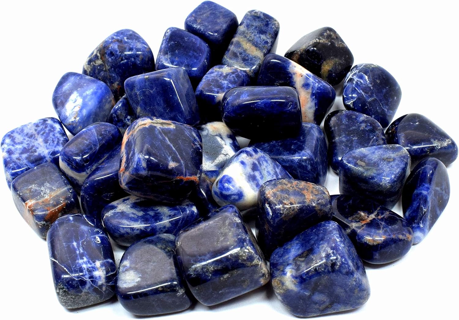 Piedras pulidas de sodalita azul natural, piedras preciosas pulidas de cristal de cuarzo mineral Cabujones espumosos de África del Sur, 20 unidades