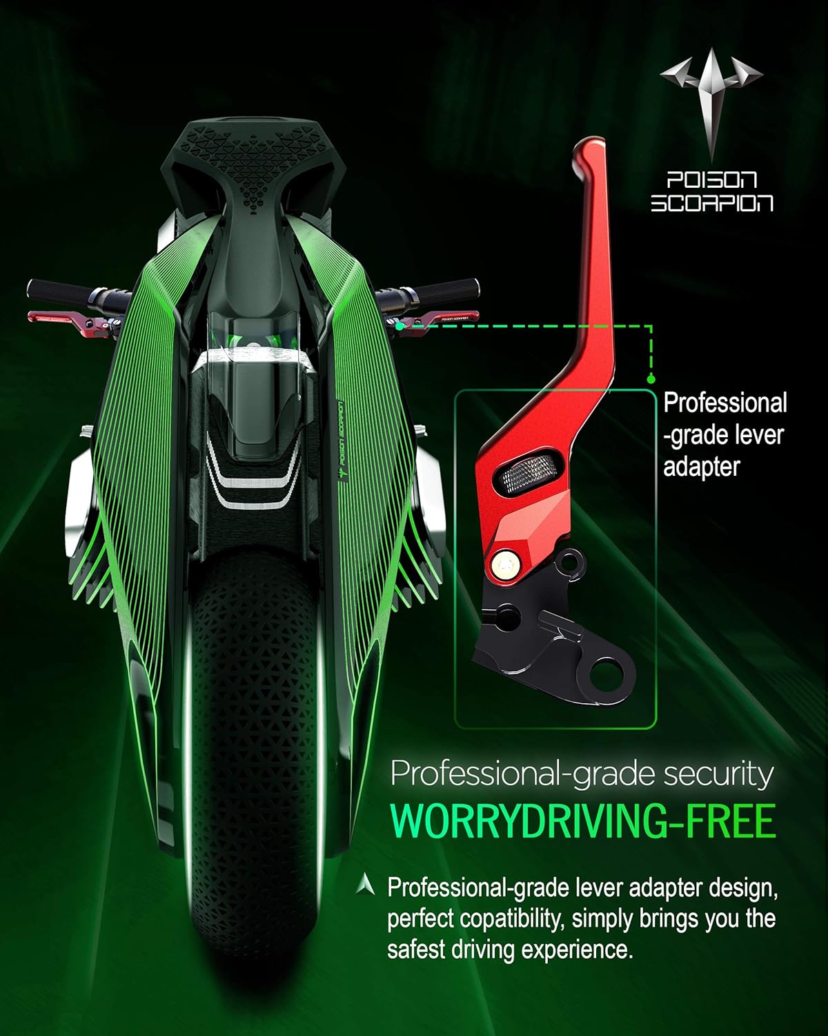 POISON SCORPION Palancas de embrague de freno de motocicleta rojas rueda ajustable corta compatible con DL650 V-Strom 2004-2010  SV650 SV650S