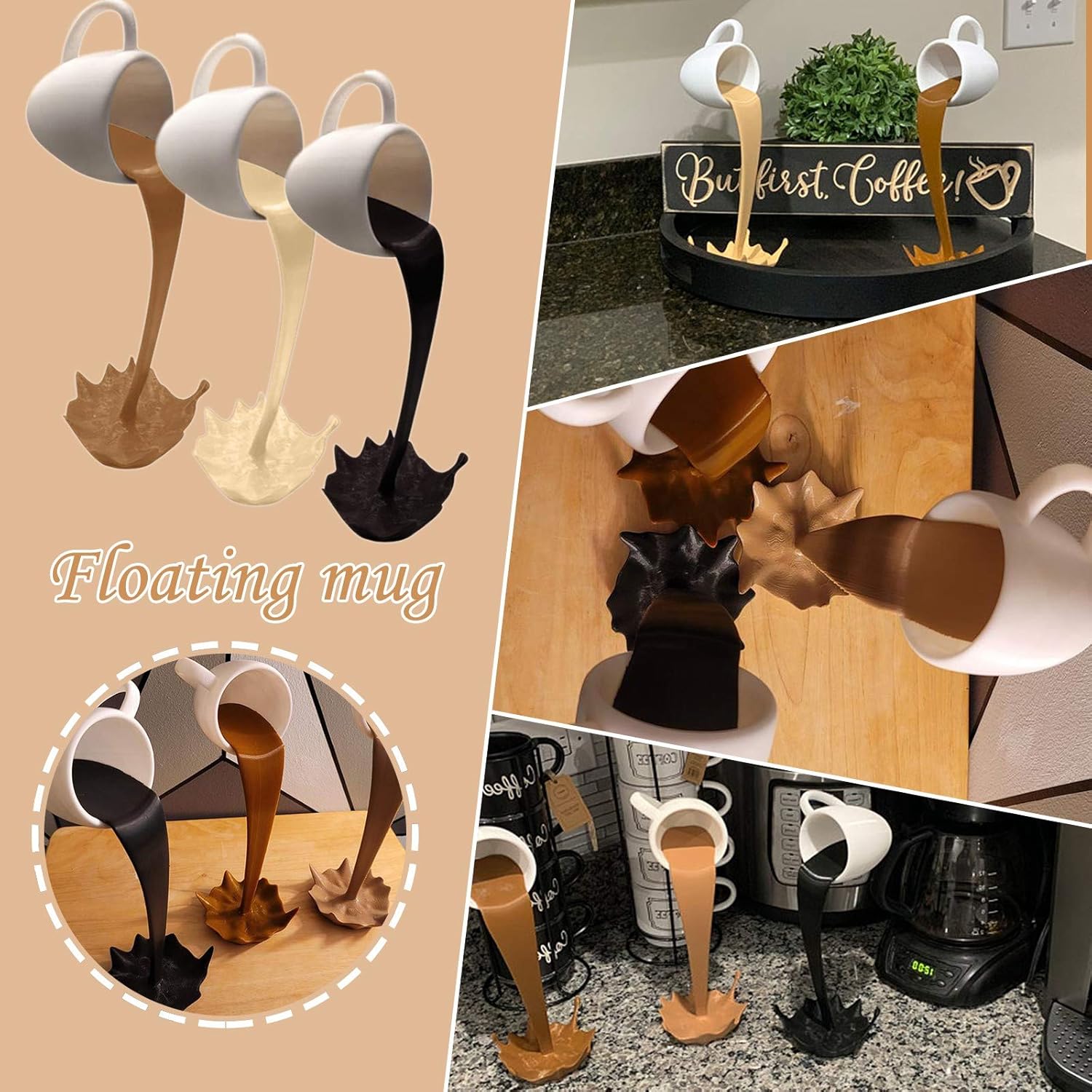 Mini taza de café flotante, decoración de escultura, accesorios de decoración de cocina de cafetería, tazas de café mágicas para café, tazas de café