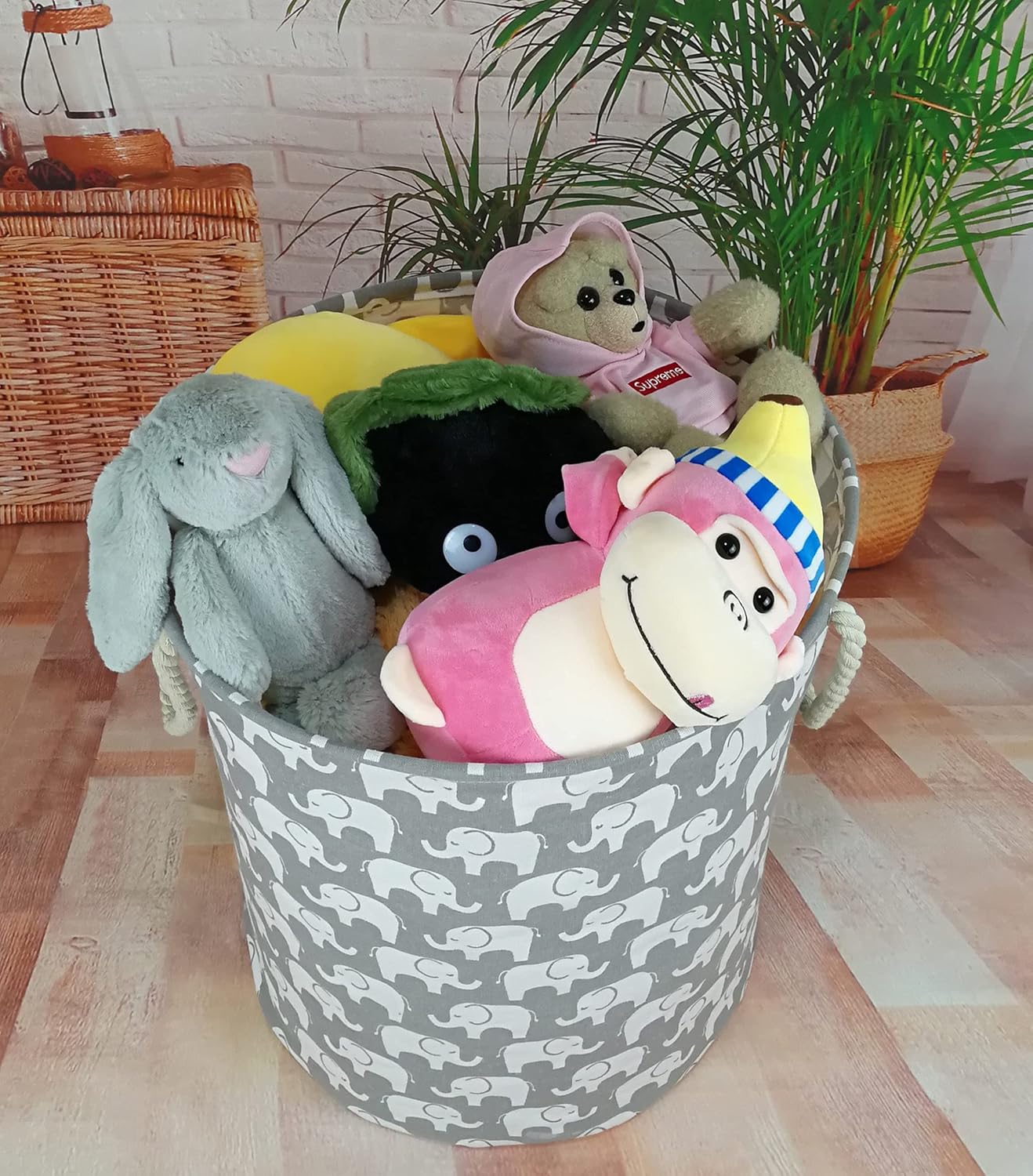 Cesta de ropa sucia de elefante, plegable, impermeable, de lona, para la ropa sucia, linda canasta de dibujos animados para habitación de los niños,