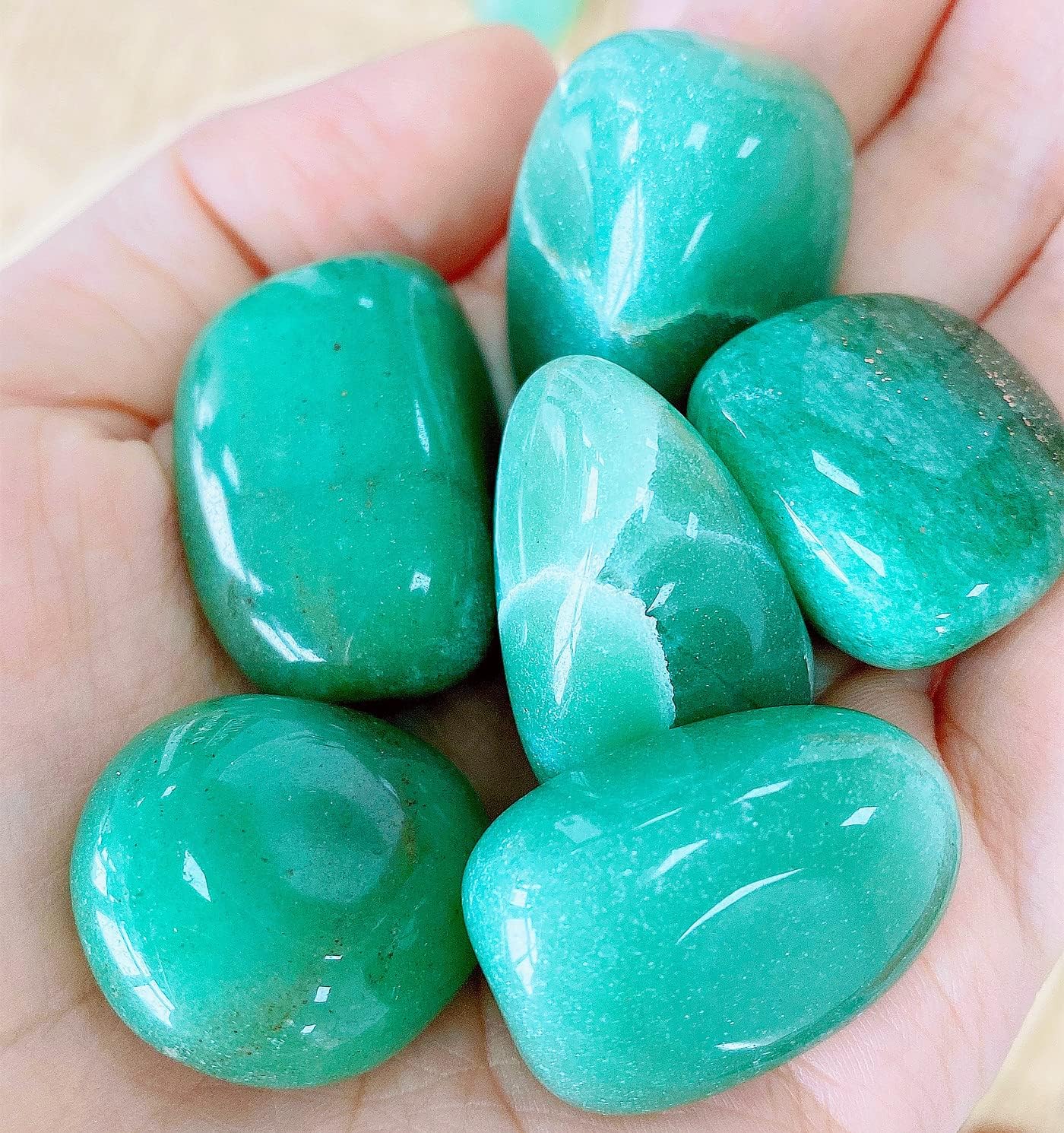QINJIEJIE Piedras pulidas de aventurina verde de 0.9 libras, piedras preciosas a granel de 0.6 a 1 pulgada, piedra irregular, cristal curativo de