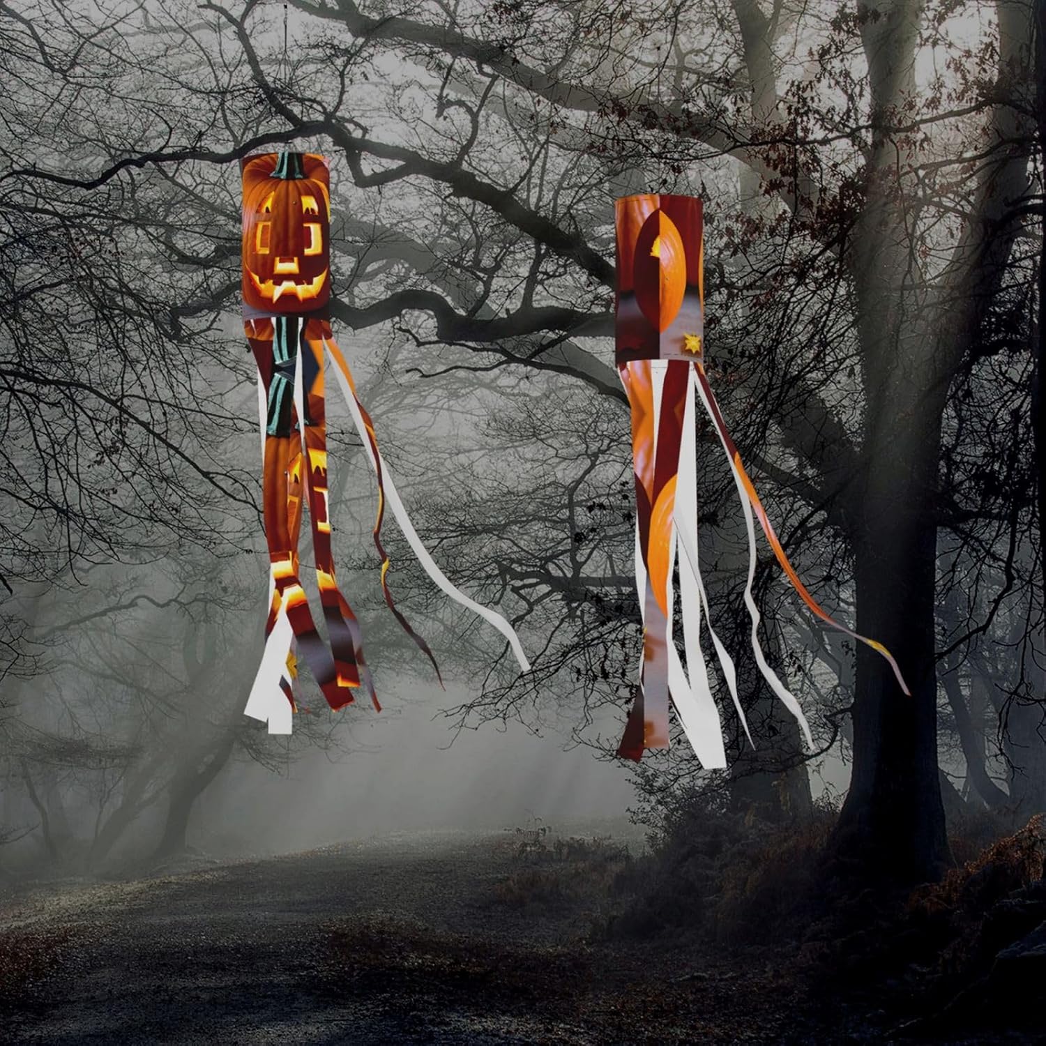 Calabaza de otoño Halloween Windsock decoraciones colgantes al aire libre, conducto de Halloween, decoraciones de manga de viento fantasmal