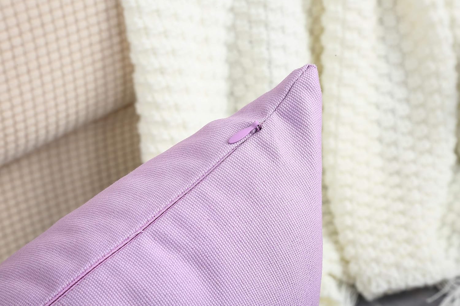 TangDepot – Funda de almohada hecha a mano 100% lona de algodón, Algodón, Lavanda púrpura claro
