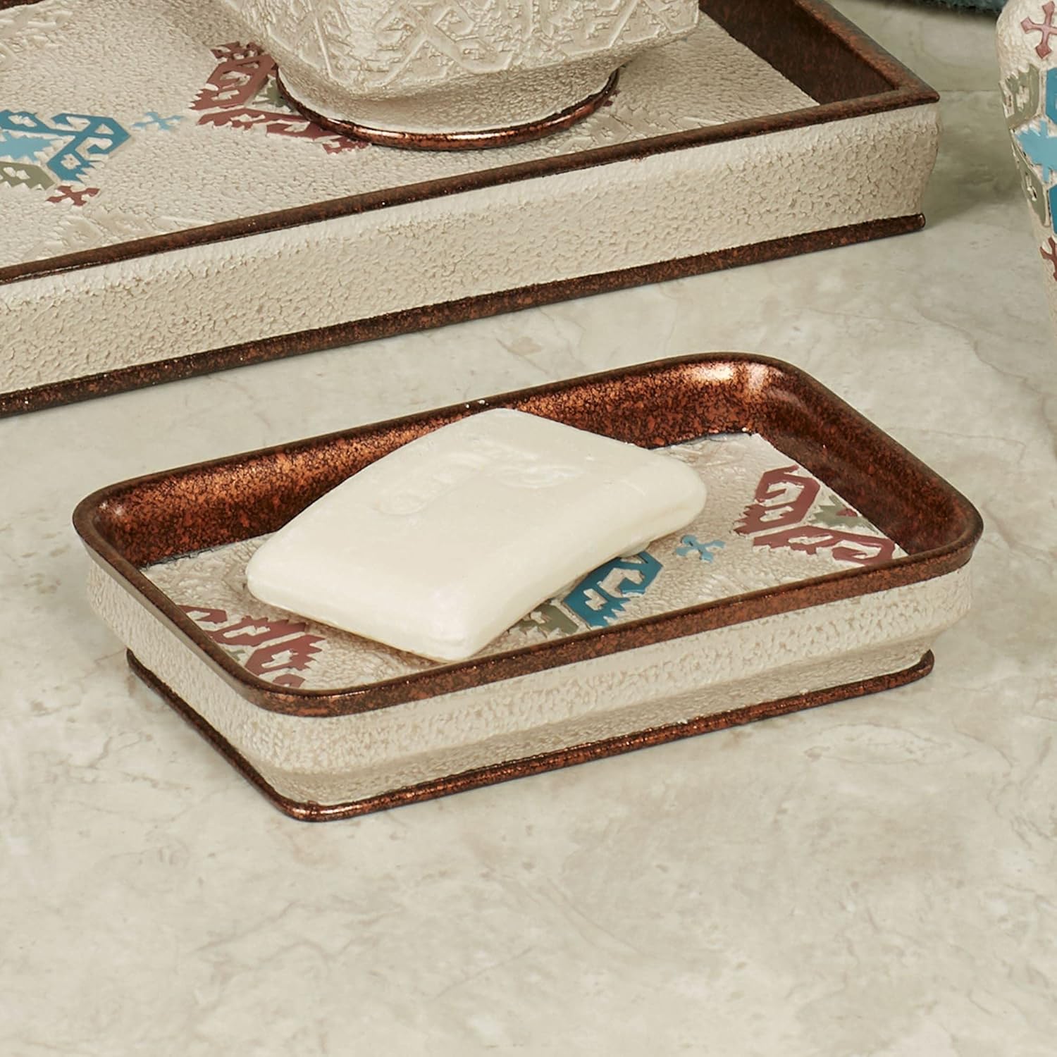 Bandera Collection – Jabonera – Multi cálida – Estilo suroeste – Accesorios decorativos de baño – Accesorio de lujo para jabonera de baño