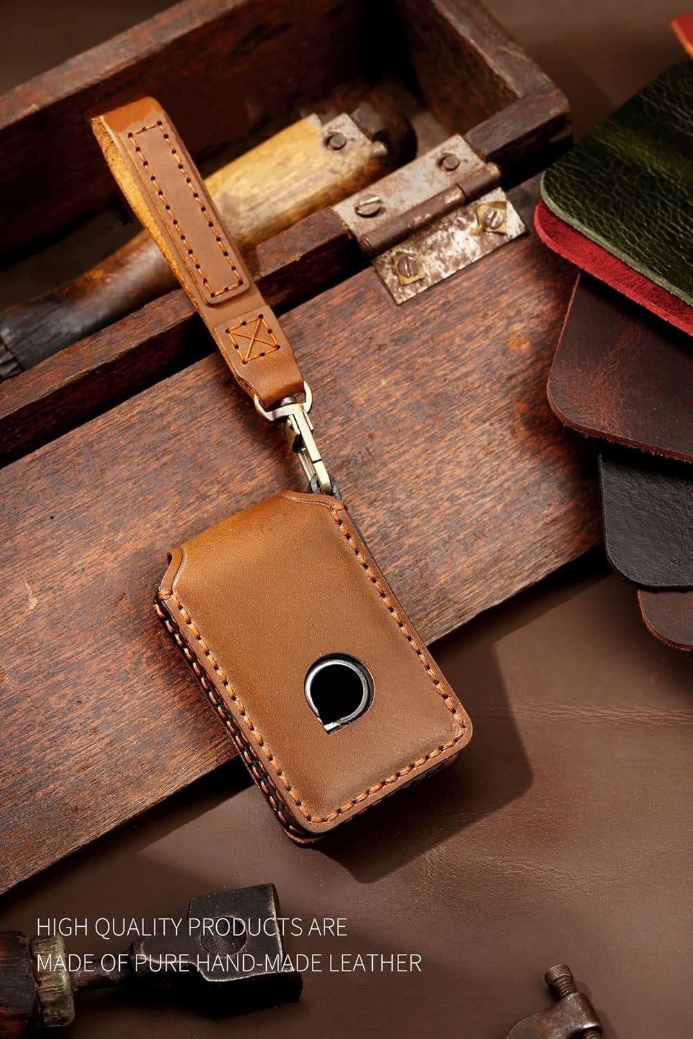KUNIO Funda para llavero de automóvil compatible con Volvo XC40 XC60 XC90 T5 funda protectora para llaves, llavero de cuero, 4 botones