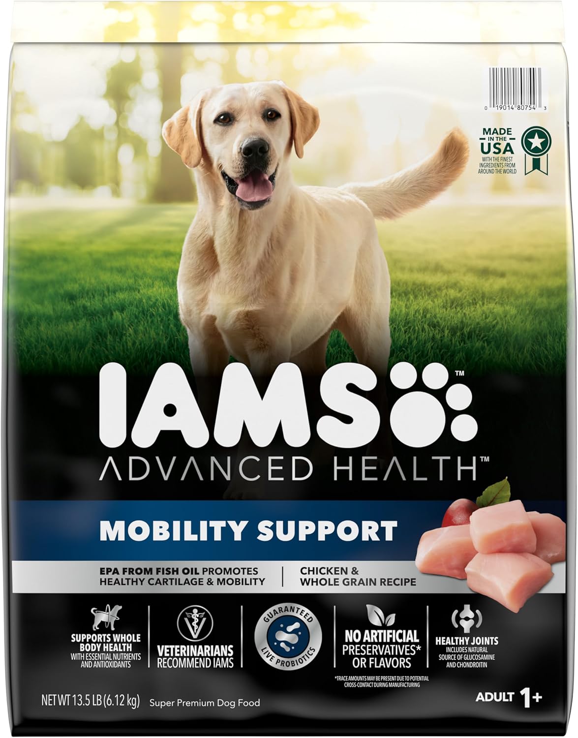 Advanced Health Mobility Support Receta de pollo y granos integrales Alimento seco para perros adultos, bolsa de 13.5 libras