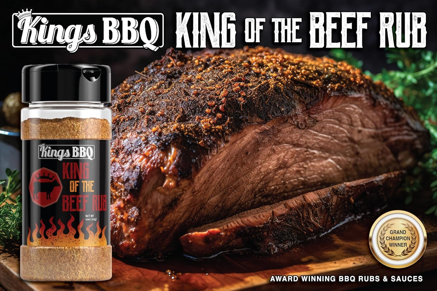 Kings BBQ King Of The Beef Rub Seasoning – Botella agitadora de 10 onzas, paquete de 2