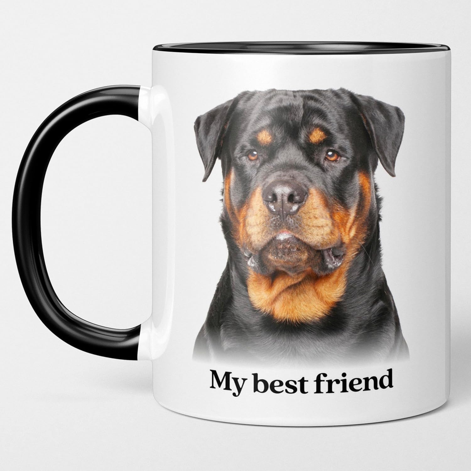 Touching Rottweiler – Taza de café de 11 onzas, regalo de taza de té para amantes de Rottie, mamá de perro, papá, cumpleaños, aniversario