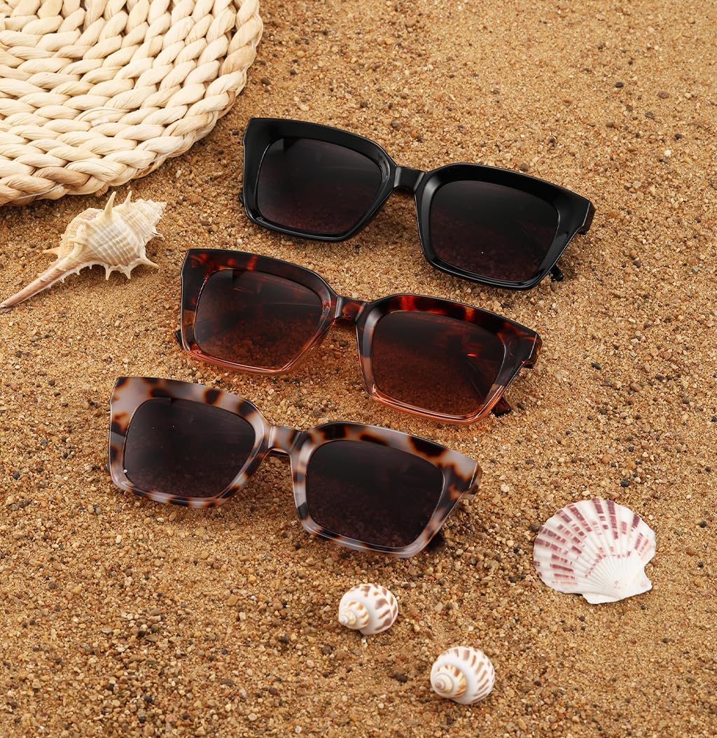 Lentes de lectura cuadrados estilo retro Oprah, armazón grande y vidrios de 1.96 pulgadas.