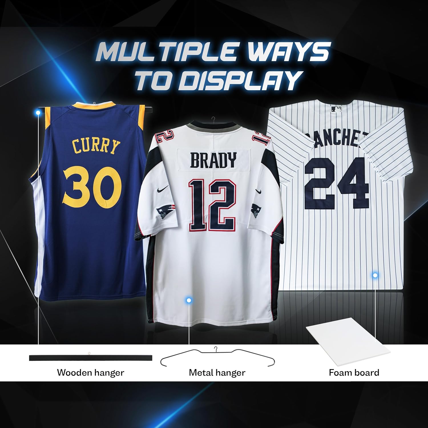 GraceView Estuche de exhibición con marco de jersey, caja grande de sombra de jersey de fútbol con 98% de protección UV, acrílico para baloncesto y