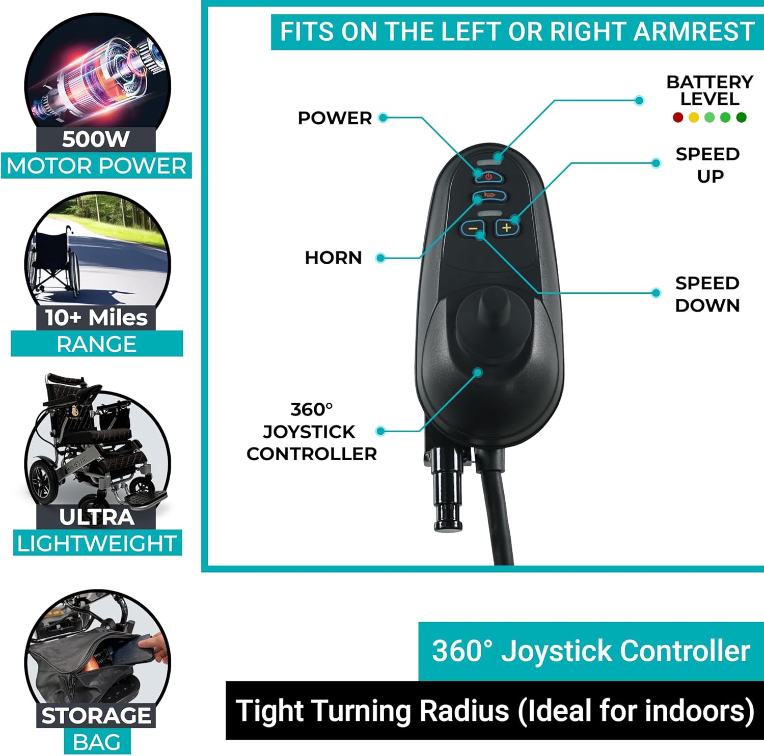 Majestic IQ-8000 – Sillas de ruedas eléctricas para adultos, plegable, ligera, eléctrica IQ8000 NR Plus