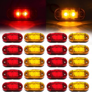 (10 ámbar + 10 rojo) 2.5 pulgadas, 2 diodos, luces marcadoras de remolque, 2 luces LED de marcador lateral de remolque, luces ovaladas para (10 ámbar + 10 rojo) 2.5 pulgadas, 2 diodos, luces marcadoras de remolque, 2 luces LED de marcador lateral de remolque, luces ovaladas para
