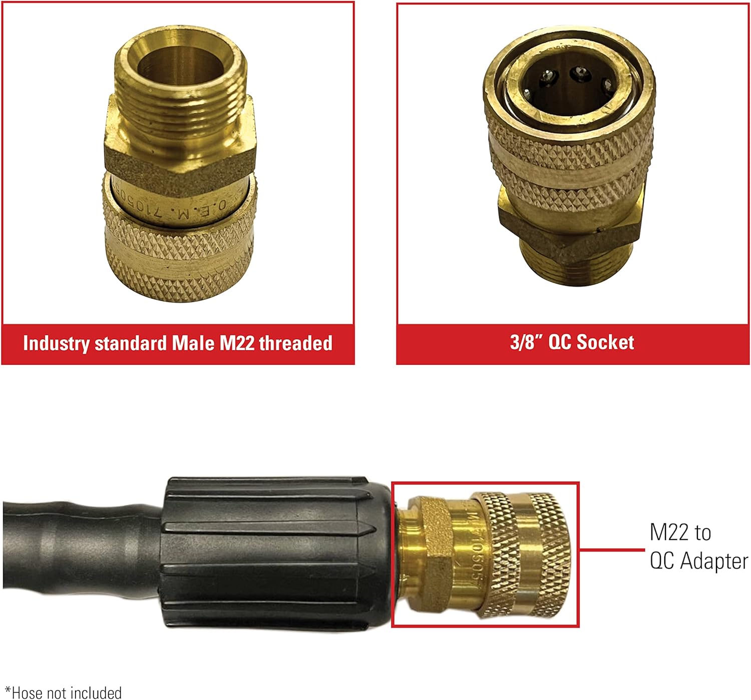 Simpson Cleaning 7105057 – Enchufe de control de calidad de repuesto para mangueras de lavado a presión de hasta 4500 PSI, macho M22, dorado