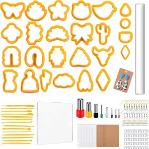Allazone Juego de 219 cortadores de arcilla polimérica, cortadores de arete de arcilla, cortadores de arcilla de plástico con rodillo de arcilla Allazone Juego de 219 cortadores de arcilla polimérica, cortadores de arete de arcilla, cortadores de arcilla de plástico con rodillo de arcilla