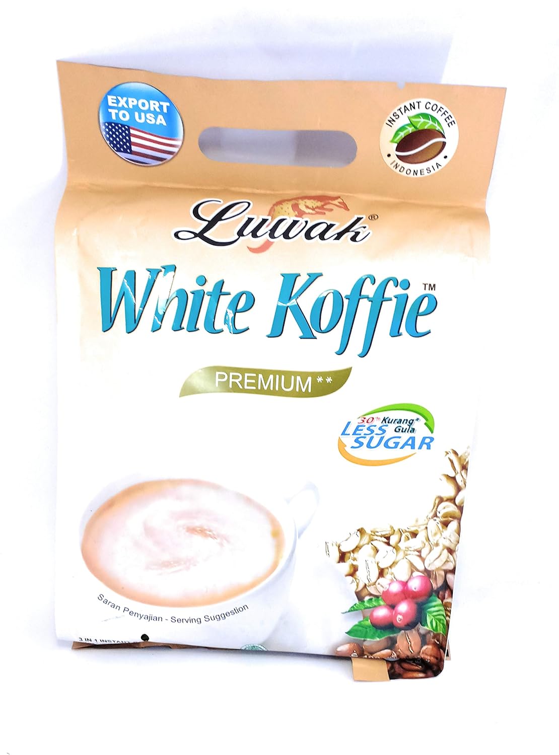 Kopi Luwak White Koffie Premium – Café con menos azúcar, 20 unidades, 14.11 oz (paquete de 3)