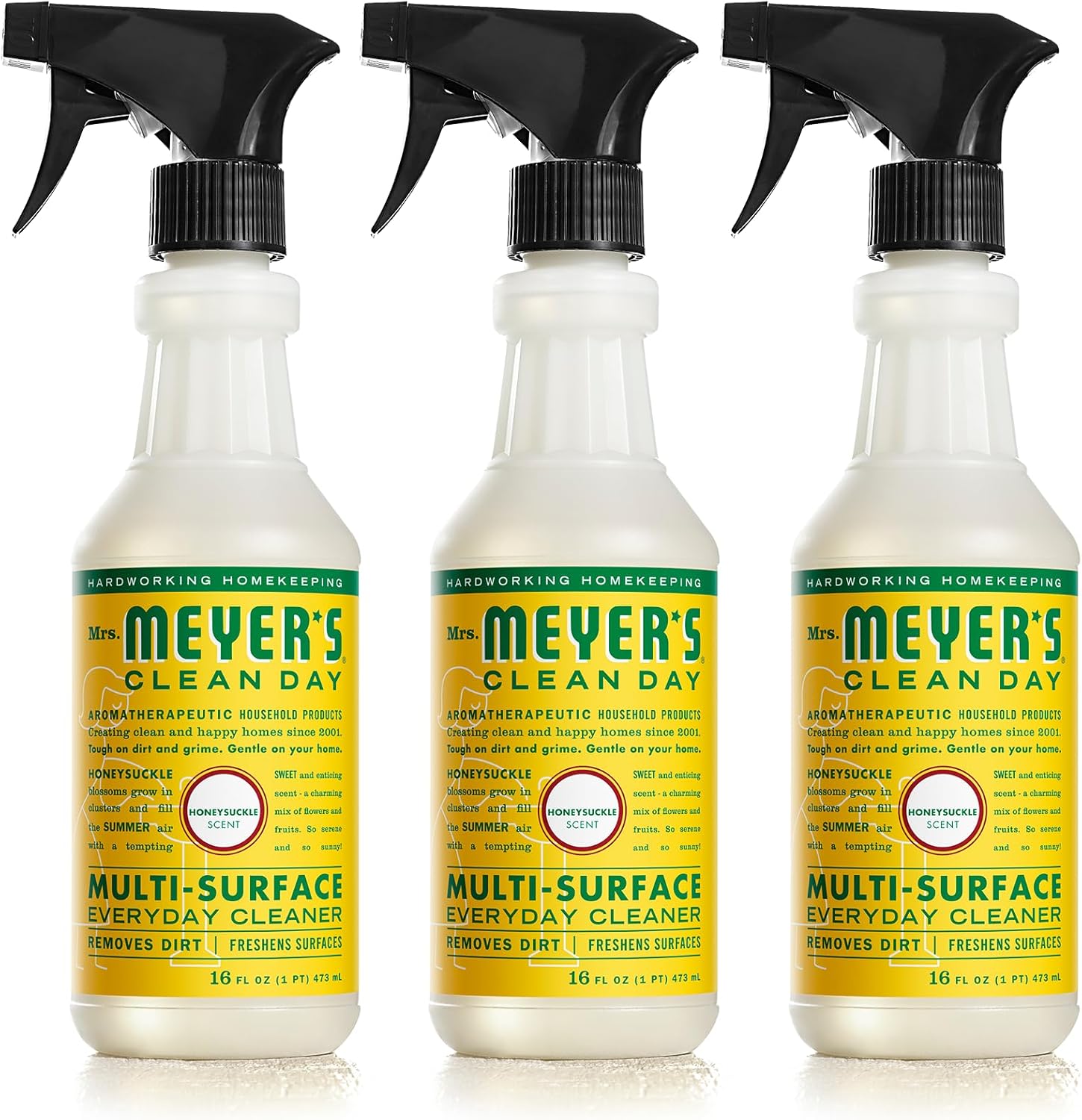 Mrs. Meyer’s Clean Day – Limpiador en aerosol multiusos, madreselva, 16 onzas líquidas, (paquete de 3 unidades)