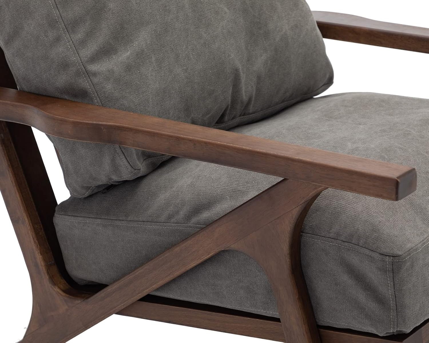 CIMOTA Silla decorativa moderna, cómoda silla tapizada de tela con reposabrazos de mediados de siglo con cojín acolchado extraíble y marco de madera