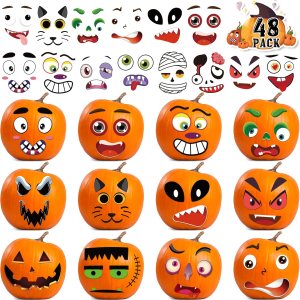 Paquete de 48 calcomanías decorativas de calabaza de Halloween, mini calcomanías de cara de calabaza para niños, calcomanías pequeñas de calabaza Paquete de 48 calcomanías decorativas de calabaza de Halloween, mini calcomanías de cara de calabaza para niños, calcomanías pequeñas de calabaza