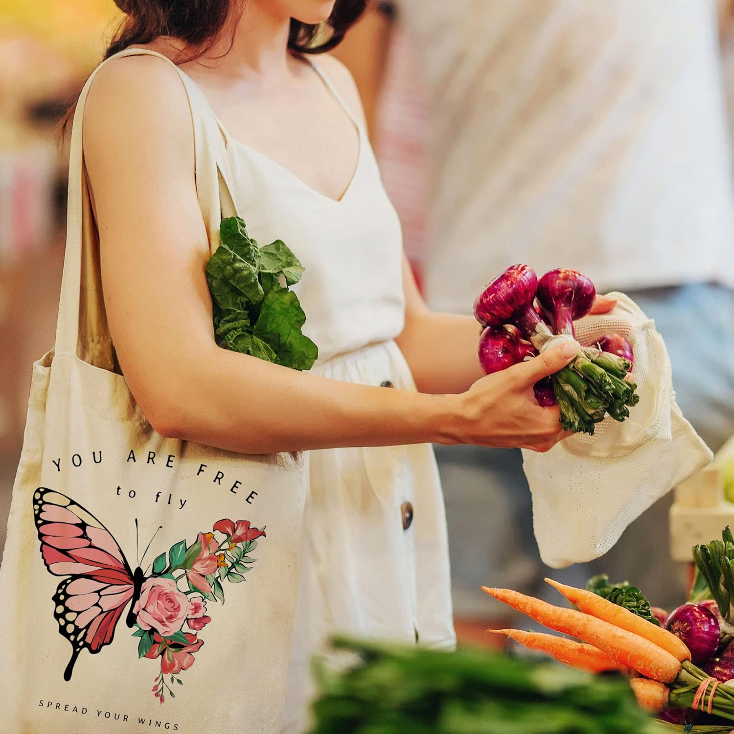 BeeGreen – Bolsa de lona de 12 onzas para mujeres o profesores, regalo para ir de compras o para el Día de la Madre