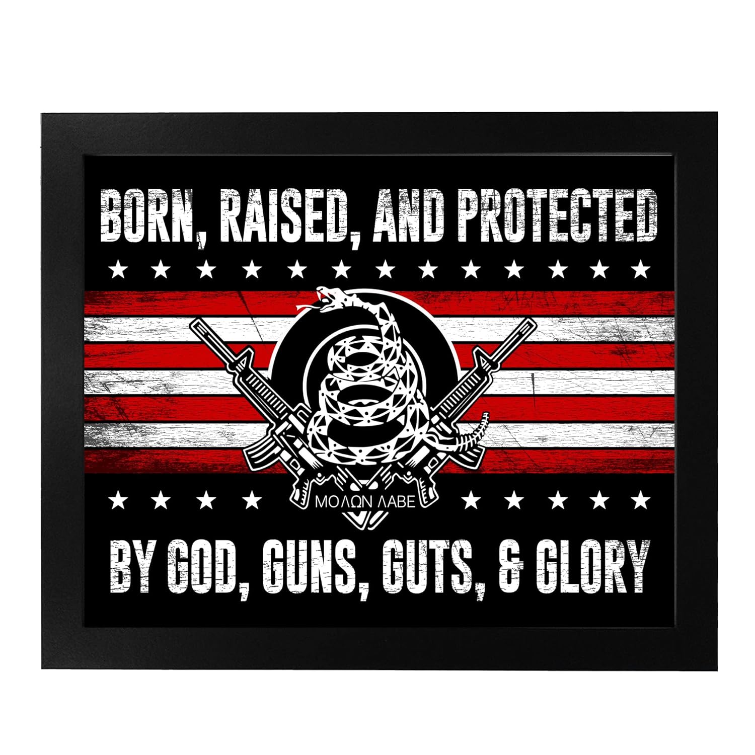 Born, Raised & Protected By God – Military Wall Art, This 2nd Amendment Wall Art Print wAmerican Flag Is For Patriotic Home Decor, Office Decor,