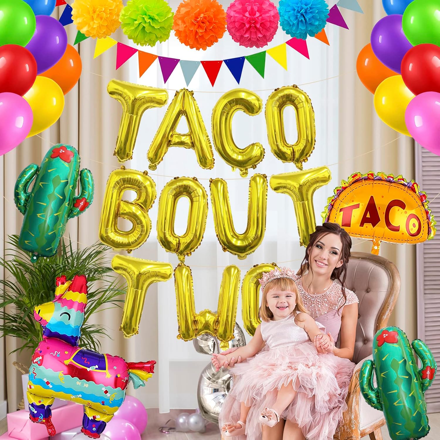 Taco Bout – Cartel de dos globos para decoración de fiesta de cumpleaños de dos cumpleaños, fiesta de taco, fiesta mexicana, dos cumpleaños,