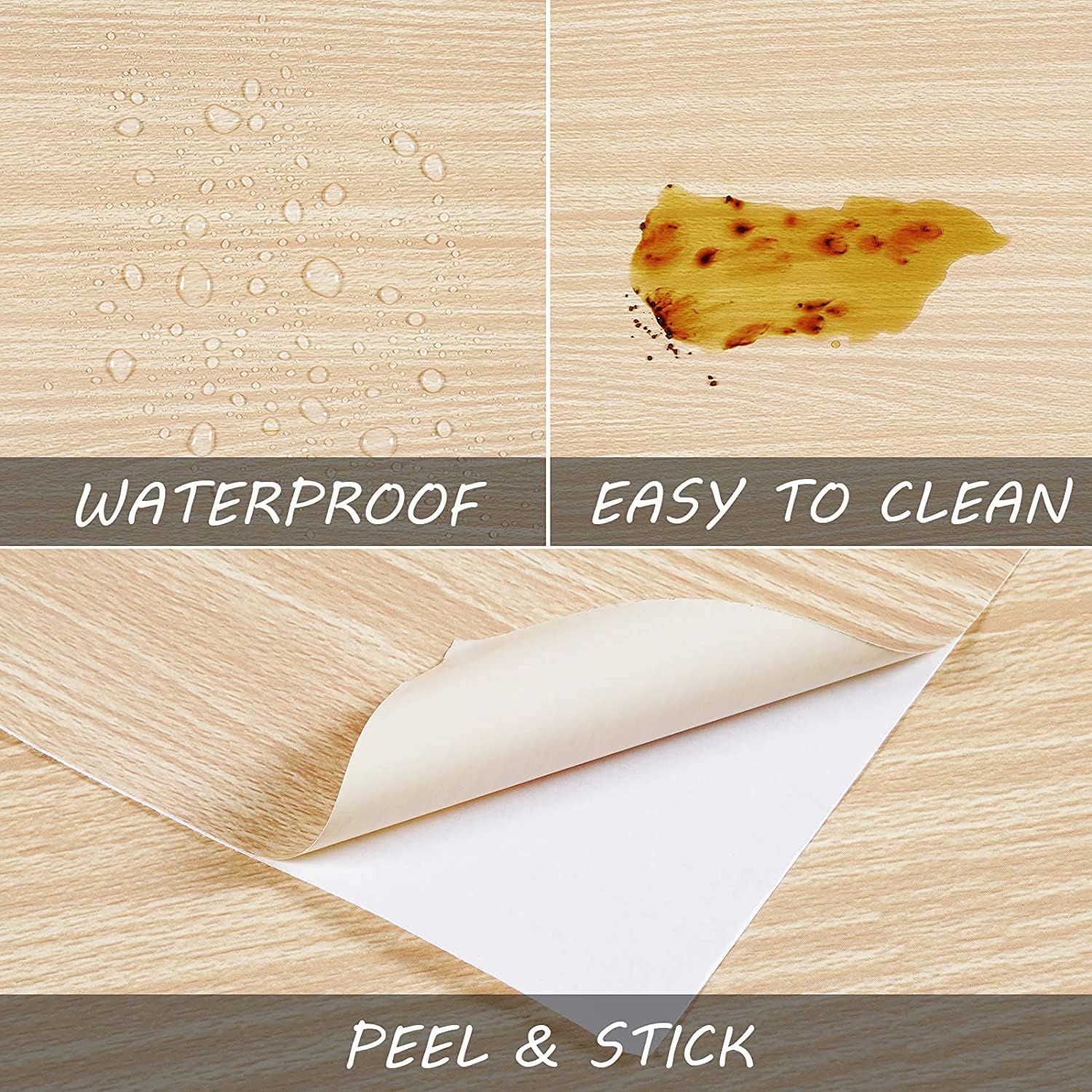 Papel de contacto de grano de madera de arce para despegar y pegar, 17.7 x 590 pulgadas, extraíble, autoadhesivo, decorativo, papel tapiz de madera,