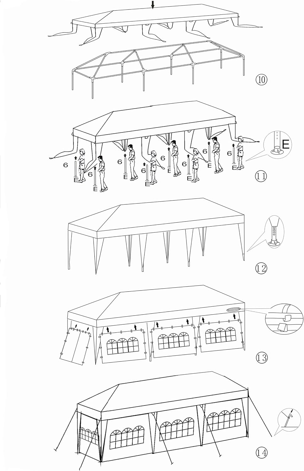 Homgrace Tienda de campaña con dosel de 10 x 30 pies, carpa para fiesta de boda al aire libre, kiosco, resistente, 5 paredes extraíbles (10 x 30