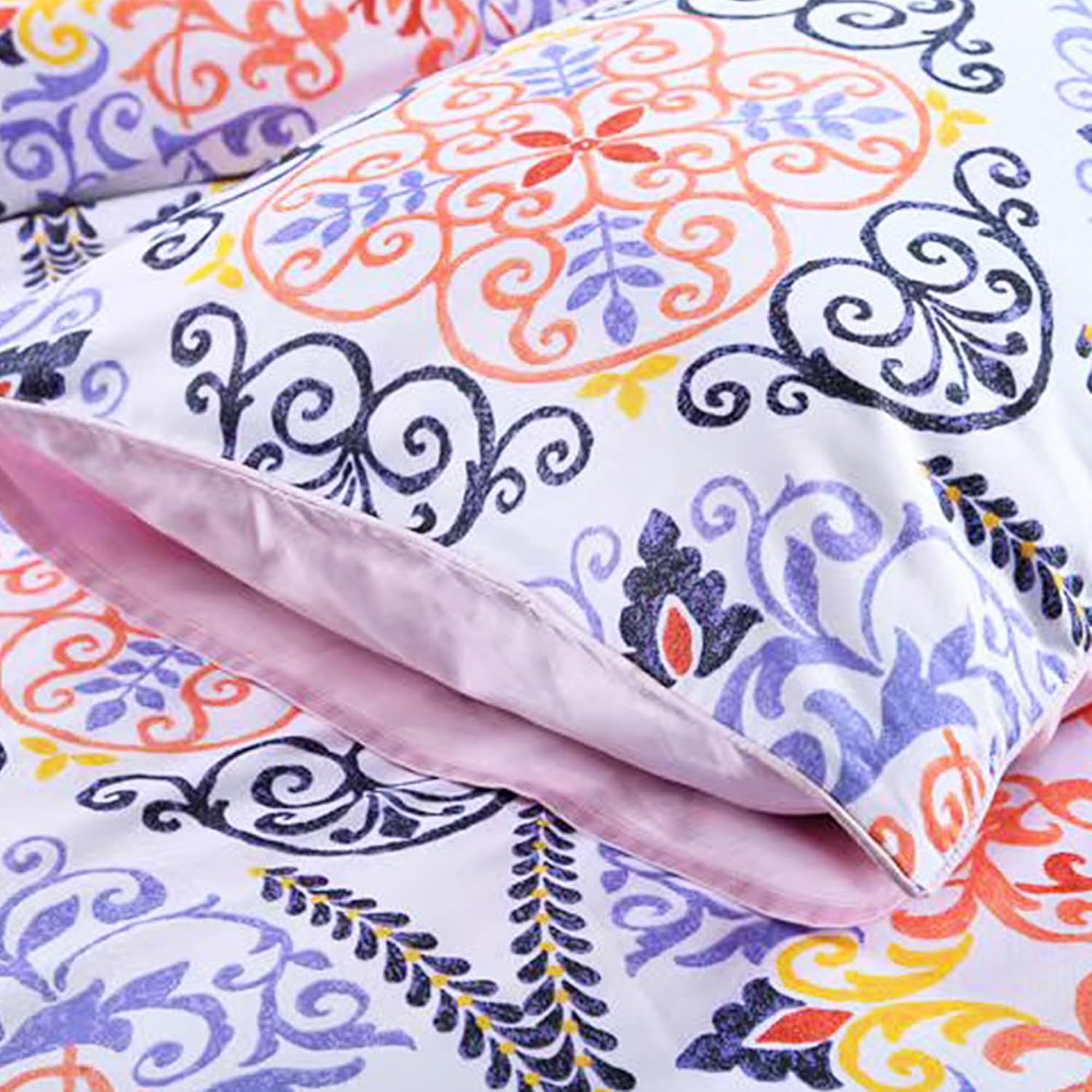 Softta Juego de ropa de cama vintage, tamaño King, funda de edredón de 3 piezas, diseño floral, redondo, compacto, bohemio, 100% algodón egipcio,