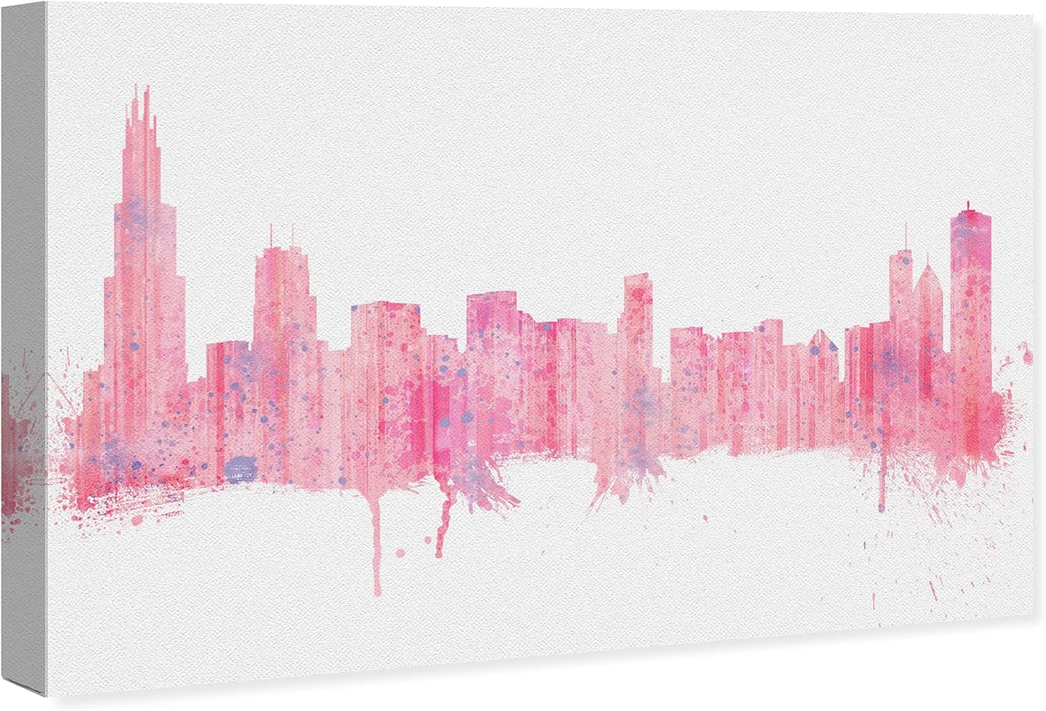 Wynwood Studio Lienzo decorativo moderno con diseño de Cities and Skylines, diseño de horizonte de Chicago de cuarzo rosa, personalizado, arte de