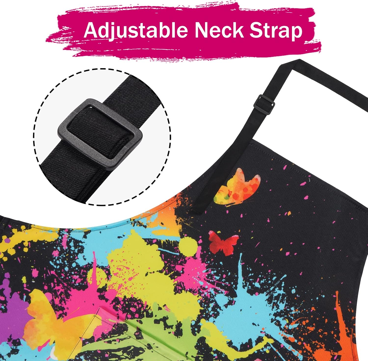 ASPMIZ Delantal de pintura de artista para adultos, delantales de cocina coloridos, delantal de cocina impermeable con bolsillos, delantales de