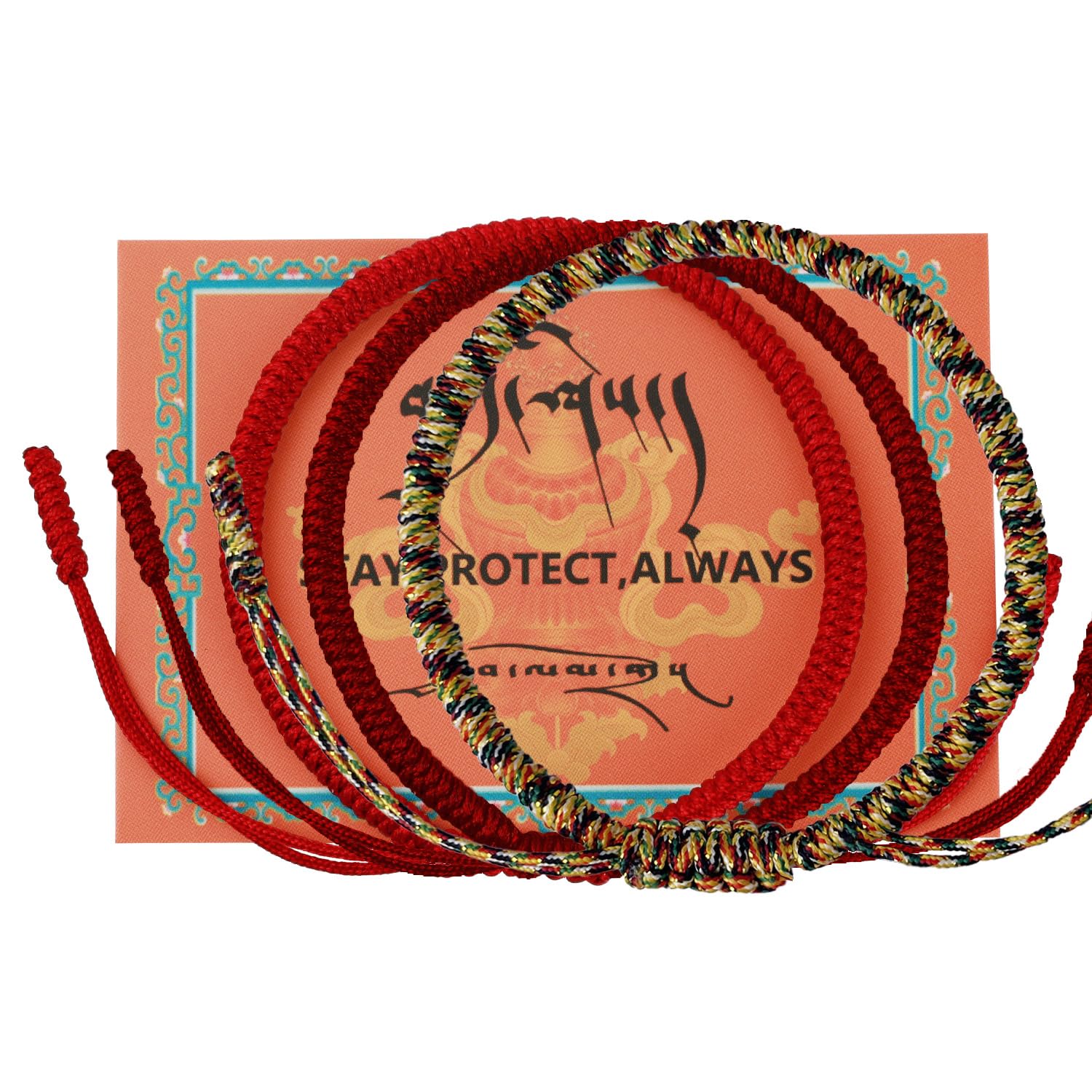 Authentic blessed Tibetan monks handmade Dorje Knot protection bracelet for women and men with a talisman.bracelet rope-gifts for women and
