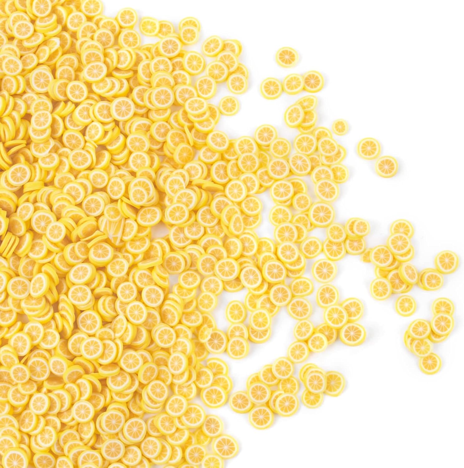 Framendino, Decoración de uñas de 3.53 oz (100 g), rodajas de limón amarillo, lindas calcomanías de limo de frutas en 3D, dijes de polímero de